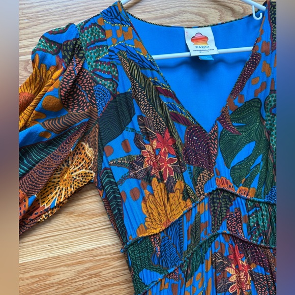 Farm for Anthropologie (Farm Rio) Blue Pattern Dress (sz Small) - Picture 6 of 8